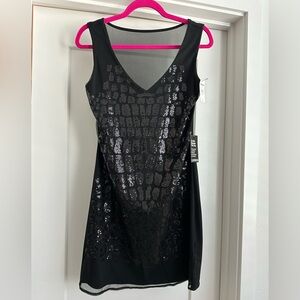 Express Black Sequin Mesh Dress